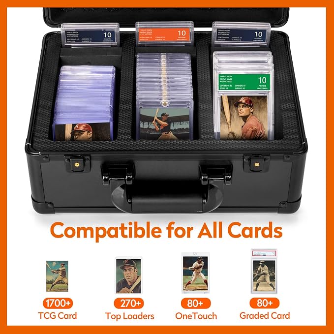 Graded Card Storage Box, Top Loader Trading Card Case for PSA Graded Cards, Sports Slab Hard Card Case Holder for Sports Card/Game Cards/Top Loaders/One Touch - 3 Row