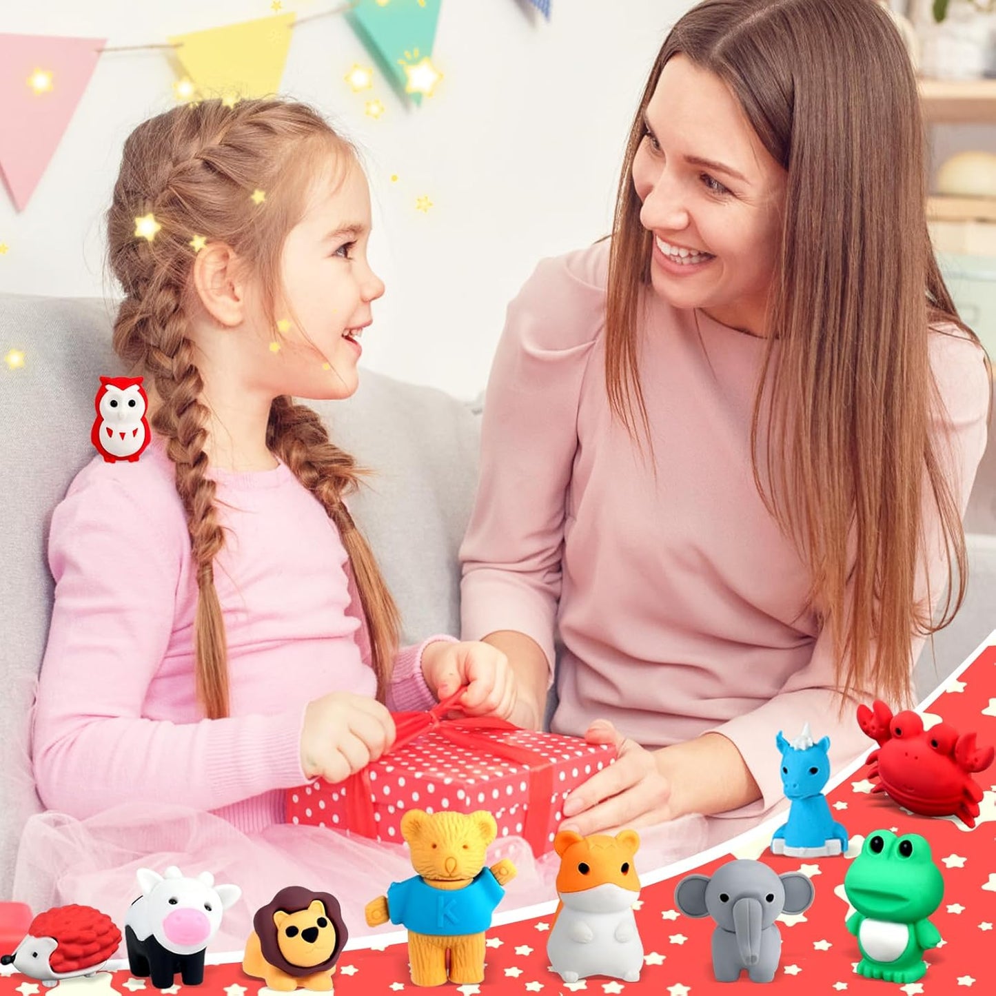 Zkptops 60Pcs Animal Erasers Kids Desk Pets Animal Pencil Erasers Puzzle Erasers Toy Mini Eraser Prize Bulk for Classroom Reward, Treasure Box, Easter Egg Filler, Party Favor, Goodie Bag Stuffer Gift