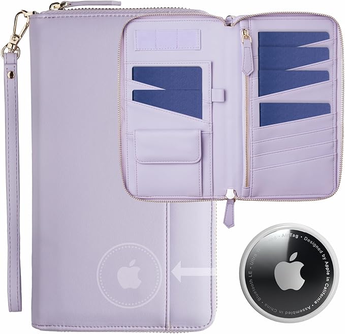 Travel Document Organizer - RFID Passport Wallet Case Family Holder Id Wristlet