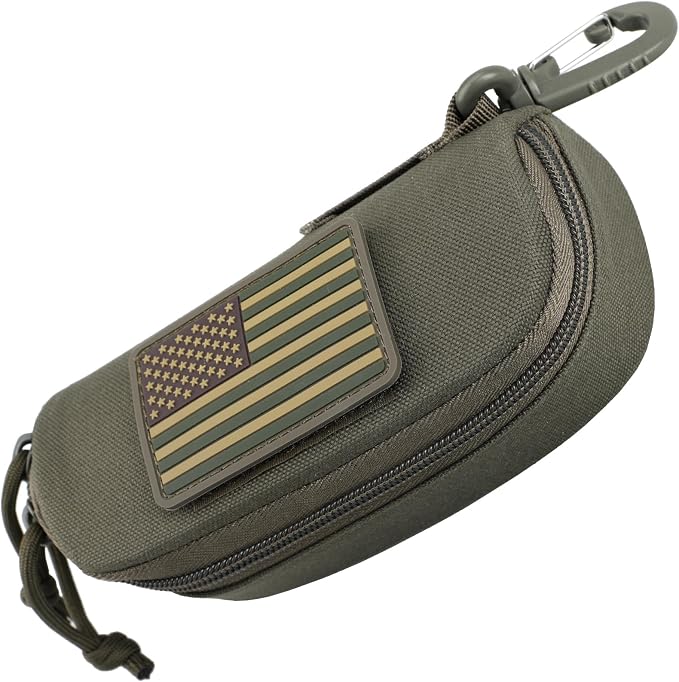 WYNEX Tactical Molle Glasses Pouch, Shockproof Eyeglass Case, Sunglass Case Hard Shell with Patch, Universal Protects Glasses