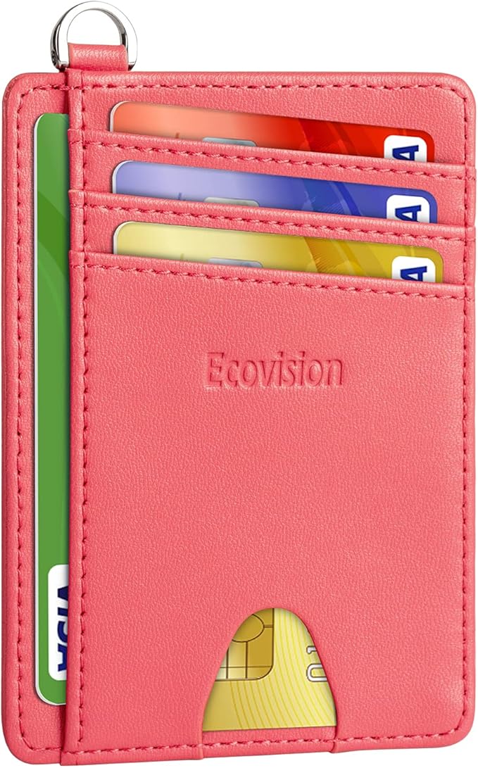 Slim Minimalist Front Pocket Wallet, RFID Blocking Credit Card Holder Wallet with Detachable D-Shackle for Men Women