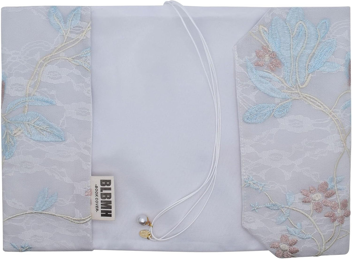 BLBMH Book Covers for Paperbacks Book Cover for Privacy Fit for 5.5x8.5 inch Embroidered Book Jacket Adjustable Book Sleeve Cover Fabric Softcover Protector for Notebook - Magnolia 8.5in
