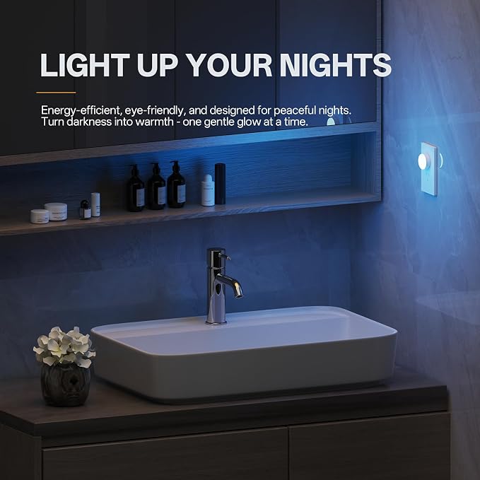 Mini Plug in Night Light, Dusk to Dawn Sensor, 4-Color, LED Toilet Night Lights, Dimmable Color Changing, for Kids Breastfeeding, Sleep Aid, Bedroom, Nursery, Hallway, 6Pack