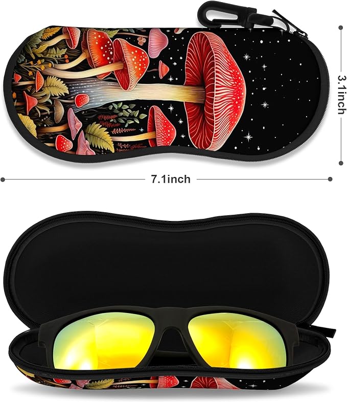 Sunglasses Soft Case, Ultra Light Portable Neoprene Zipper Glasses Case for Men Women