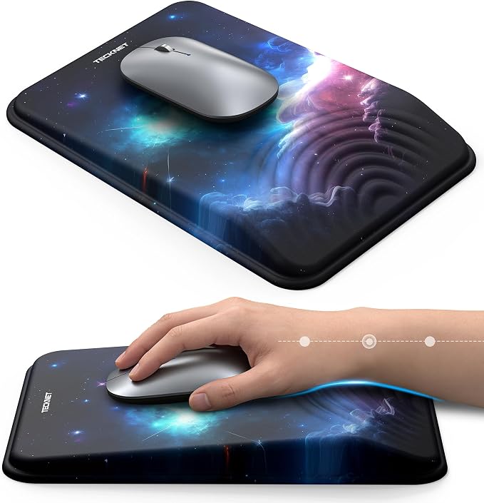 TECKNET Ergonomic Mouse Pad with Wrist Rest, Comfortable Relieves Pain | Built-in Memory Foam and Ergonomic Slope Design Relieves Carpal Tunnel Syndrome Pain, Mousepad for Office Gaming