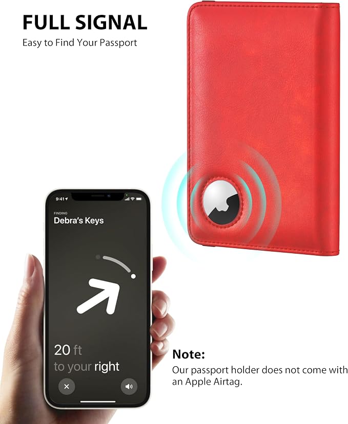 Stouchi AirTag Passport Holder – Slim RFID Travel Wallet | Ultra-slim, Waterproof PU Leather, 5 Card Slots, RFID Blocking, AirTag Slot – Perfect for US Passports