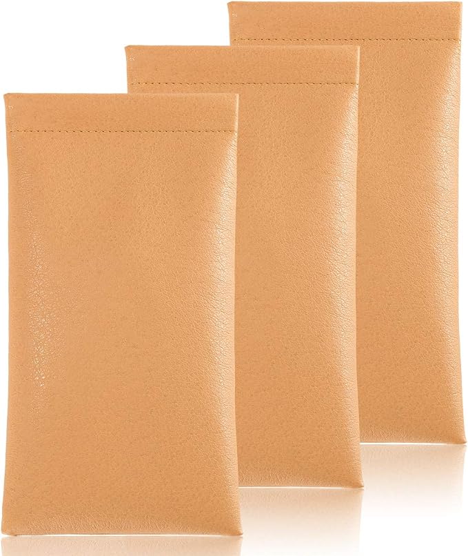 TRIUMPH VISION Eyeglass Case Glasses Case Soft Sunglass Pouch Sleeve 3 Pack | Slim Lightweight Alternative to Bulky Case, Leather Lined Protect Lens, Squeeze Easy to Use, Stylish Portable for Daily Use