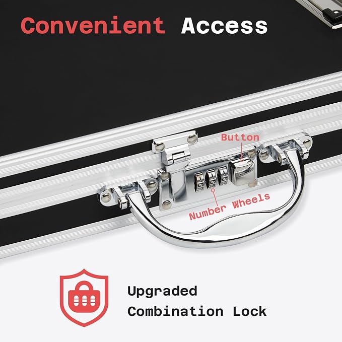 Sooez Combination Lock Clipboard with Storage, Heavy Duty Metal Storage | Clipboard, Aluminum Locking Case Box with Handle - Holds Letter Size Paper, Organizer 12.6 x 9.6 inch