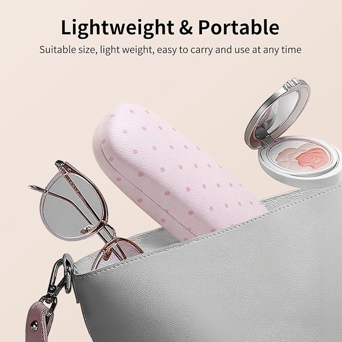 Glasses Case Hard Shell, Cute Sunglasses Case for Women Leather Protective Case for Eyeglass with Cleaning Cloth