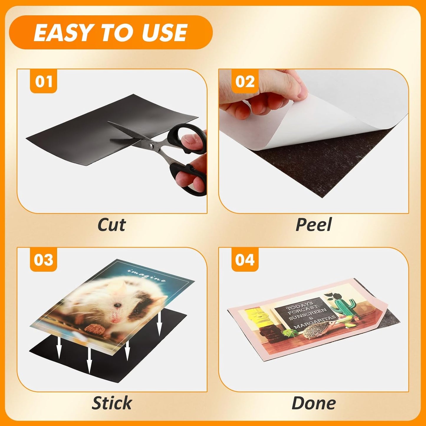 Adhesive Magnetic Sheets 8 x 10 Inch, 12 Packs Magnetic Sheets with Adhesive Backing - 0.5mm Thickness Flexible Magnet Sheets for Dies Storage, Craft Projects, Photos, School, Office