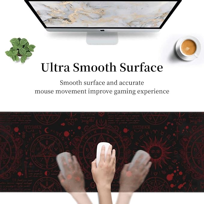Mysterious Gothic Gaming Mouse Pad Large Extended Desk Mat Non-Slip Rubber Base Keyboard Pad with Stitched Edges for Office Gaming 31.5x11.8 in