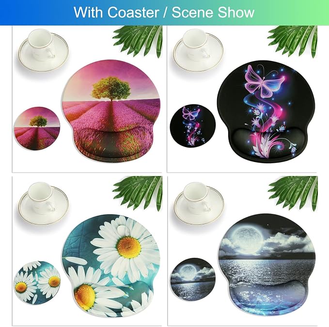 Ergonomic Mouse Pad with Wrist Rest Support,Gel Mouse Pads for Desk | Big Mousepad With Coaster Non-slip & Pain Relief for Computer, Home&Office Desk Decor
