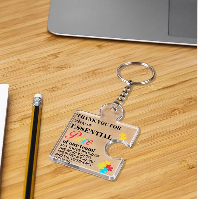 Team Appreciation Gifts Bulk Thank You Keychains for Coworkers | Gift Set for Employee, Staff, Teachers, Teamwork Puzzle Piece Keyring, Acrylic