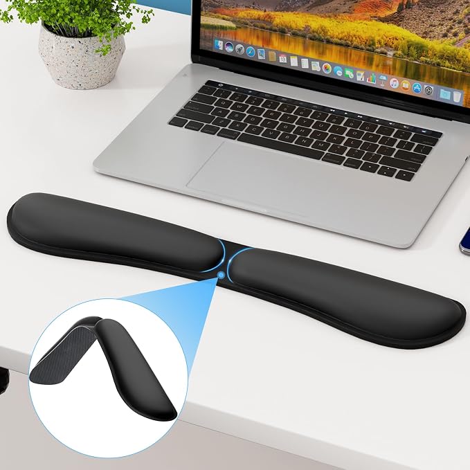 KTRIO Keyboard Wrist Rest, Memory Foam Wrist Rest, Black | Memory Foam Wrist Support, Ergonomic Design, Non-Slip Base, Office and Home Use