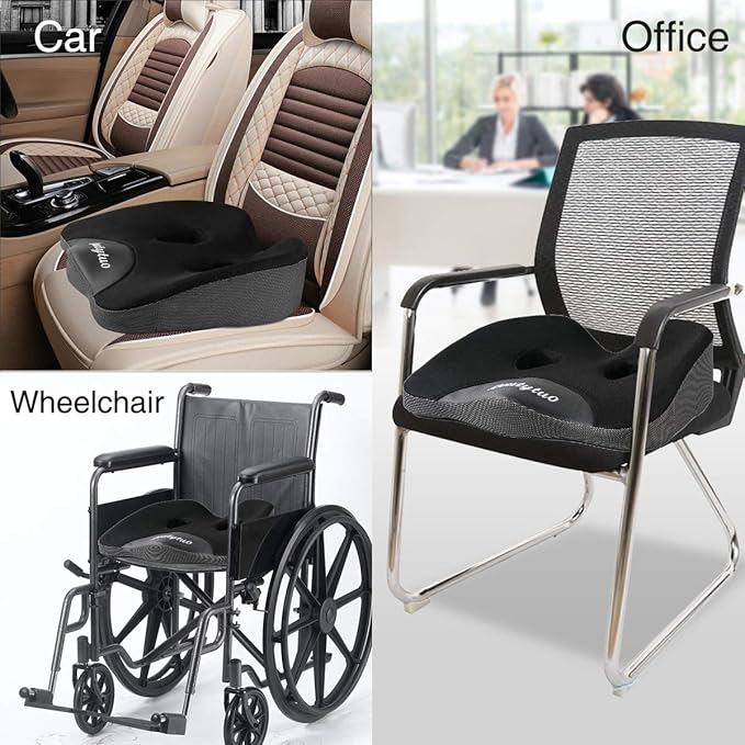 LOUTYTUO Seat Cushion Pillow,100% Memory Foam and Washable Cover,for Office Chair,Car Seat and Wheelchair, Soft Support Seat Cushion