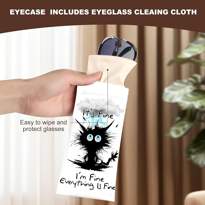 Anikathy 2Pcs Sunglass Eyeglass Glasses Case Soft PU Leather with Cleaning Cloth Cute Glasses Pouch Bag for Men Women Girs