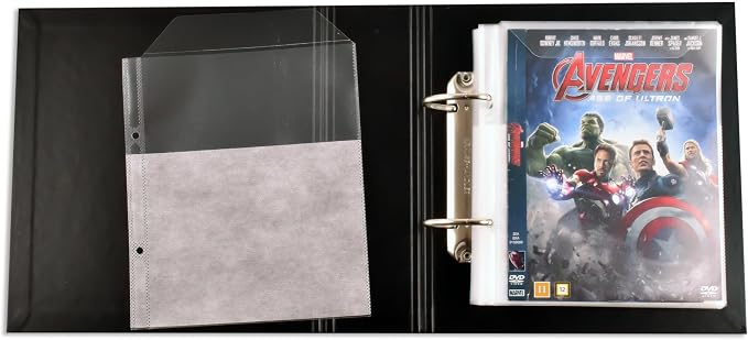 Tarifold DVD Storage Bundle, 50 Binder Sleeves and 2 Binders, 2-Ring Holes | Holds DVD, cover art and booklet, secure flap, 25 sleeves per binder, 120-micron polypropylene, saves up to 70% storage space