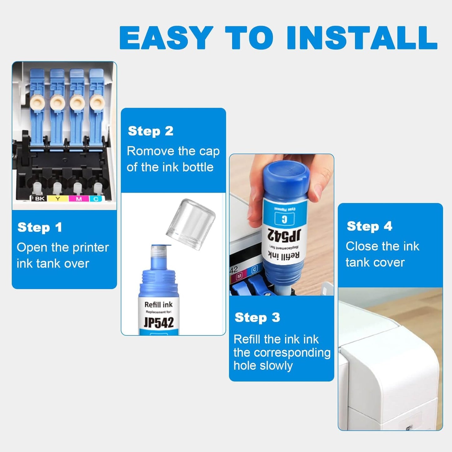 542 Ink Refill Bottles Magenta Compatible 542 Ink Bottles Work for ET-5800 ET-5850 ET-5880 ET-5150 ET-5170 ET-16600 ET-16650 ST-C8000 ST-C8090 Printers (2 Pack, 70 ml)