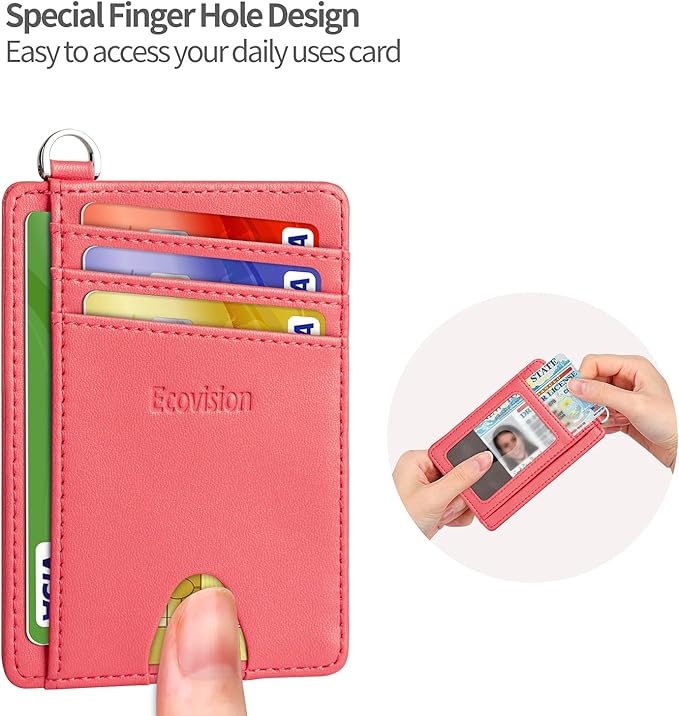 Slim Minimalist Front Pocket Wallet, RFID Blocking Credit Card Holder Wallet with Detachable D-Shackle for Men Women