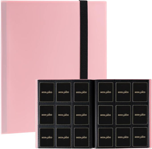 Card Binder 9 Pocket Storage 360 Card Binder,Trading Card Binder Senior and Sturdy Side-Loading Album,Intended For YuGiOh,MTG, TCG,Game Cards & Baseball Card Binde,(Pink）