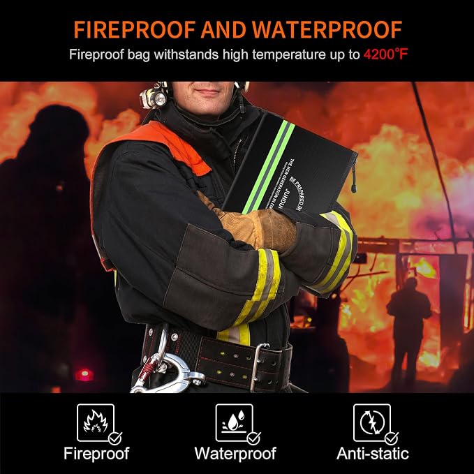 Fireproof Money Bag, 10.6"x6.7" Waterproof and Fireproof | Cash Bag with Zipper Closure,Fireproof Safe Storage Pouch Envelope for Money,Cash and Passport,Black