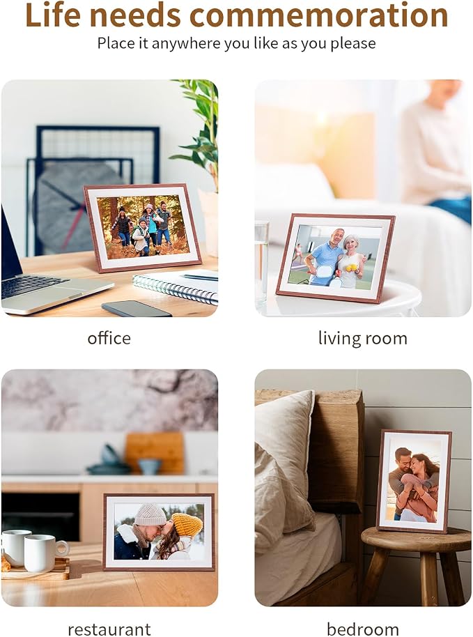 Frameo 10.1 Inch WiFi Digital Picture Frame，Electronic Frame,1280 * 800IPS HD Cloud Smart Digital Photo Frame,32GB Storage, Wall Mountable, Auto-Rotate,Easy to Share Photos or Videos via FRAMEO APP