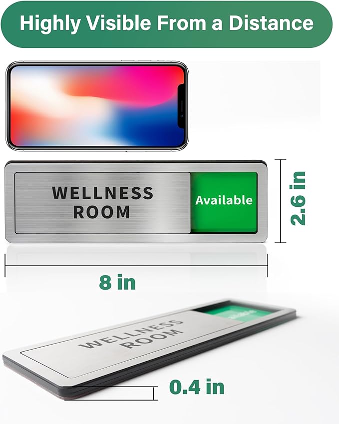 Restroom Sliding Door Signs Do Not Disturb, In Use/Available Slider Sign for Business Home Office Wellness Vacant Occupied Privacy Slide Door Sign，Brushed Silver