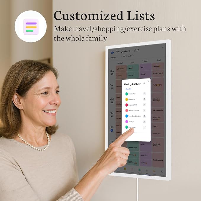 BSIMB 32 inch Digital Calendar Wall Touch Screen, Family Schedule Smart Calendar Interactive Display, Streamline Household Organization, Electronic Planner Wall Mountable in Portrait Landscape