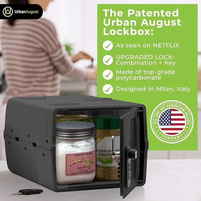 Dual Combination & Keyed Lockbox - Lockable Box for Everyday Use - Multi-Purpose lock for Home & Office Safety - Made of Industrial-Grade Plastic - One Size (Graphite)
