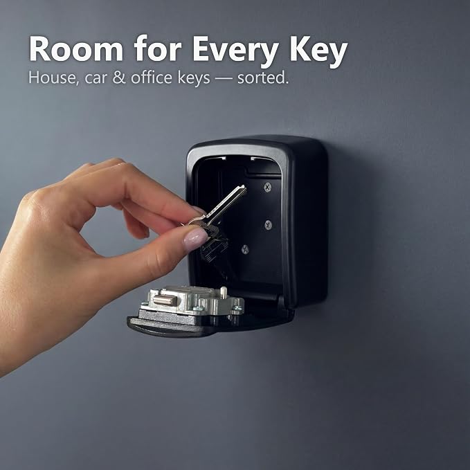 Iron Lock® Small Wall Mount Key Lock Box for Keys Outside (Black) | Combination Lock, Resettable 4-Digit Code, Screw-In Wall Mount, Weather-Resistant Metal, No Battery or App, Holds 2 to 5 Keys