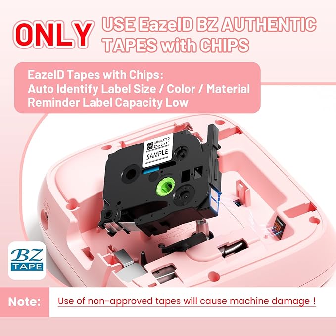 Pink Label Maker Machine with-Tape, Portable Kids Label Maker, QWERTY Keyboard Labeler Handheld, D210S Easy Labeler with Multiple Fonts Frame Barcode for Home Office School Supplies
