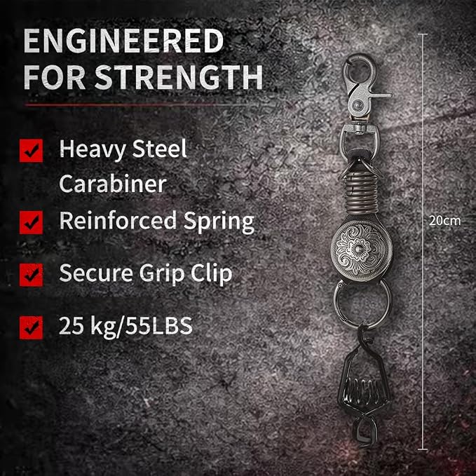 Heavy Duty Glove & Hat Clip with Carabiner, All-Metal Spring Clamp Work Glove Holder for Tool Belt, Harness, Backpack