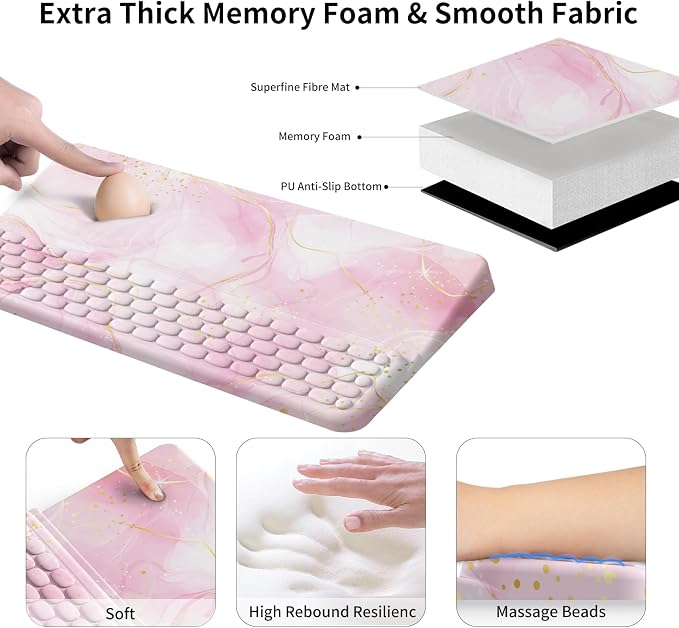 Keyboard Stand for Desktop, Keyboards Wrist Rest, Ergonomic Keyboards Holder for Easy Typing Working, Wrist pad for Keyboards with Comfortable Wrist Rest for Keyboard Pink