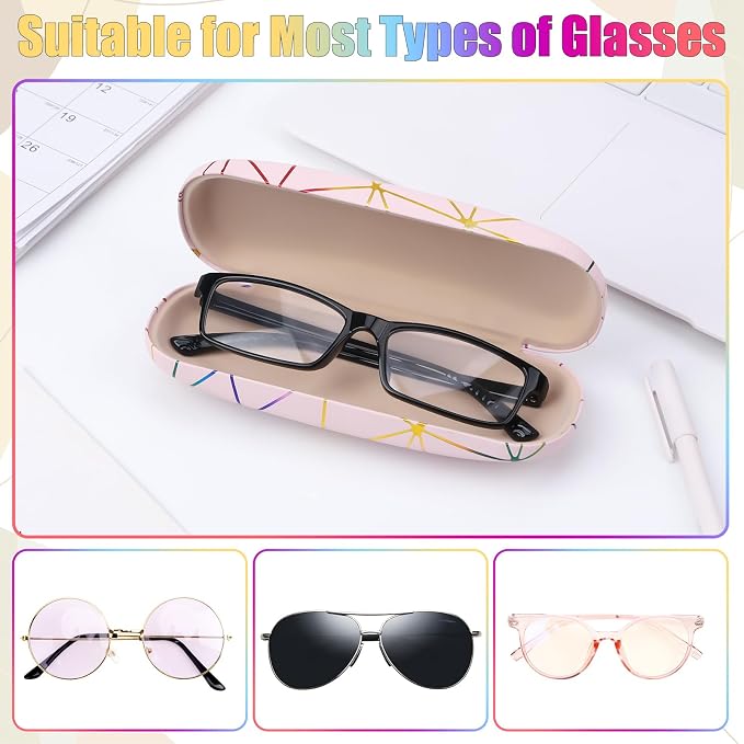 3 Piece Eyeglasses Case，Hard Shell Glasses Case Protective Case with Cleaning Cloth Reading Glasses Case