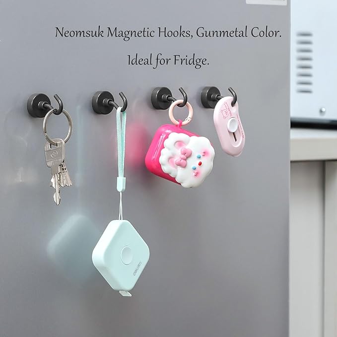Neosmuk Magnetic Hooks, Heavy Duty 40lb+ Strong Magnet Hook for Cruise Cabins, Cruise Essentials 2026 for Hanging, Metal Wall Refrigerator Hangers (Grey, 10 Pack)