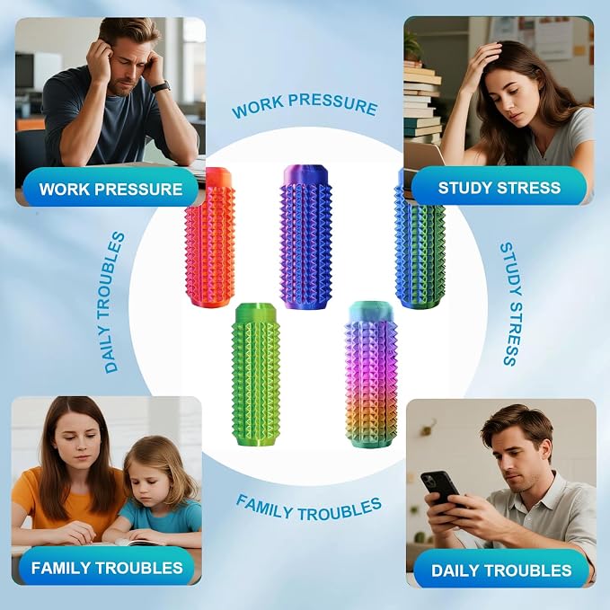 5PC Little Ouchies Fidget Toys Adults,Pain Stim Pocket Sensory Toys for Anxiety and Stress Reduction,Portable Travel Stress Relief Spiky Fidget Keychain (Style-1)