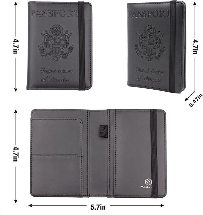 Melsbrinna Premium Leather Passport Holder Covers Case, Waterproof Rfid Blocking Travel Wallet Passport Holder with Pen Holder, Cute Passport Book for Women/Men