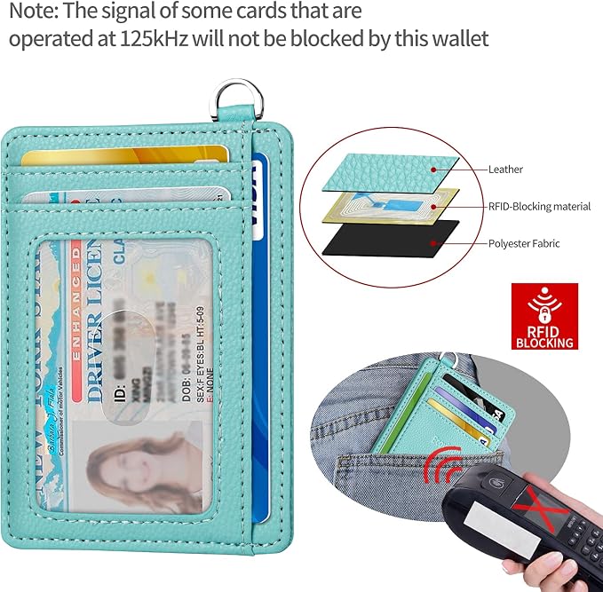 Slim Minimalist Front Pocket Wallet, RFID Blocking Credit Card Holder Wallet with Detachable D-Shackle for Men Women