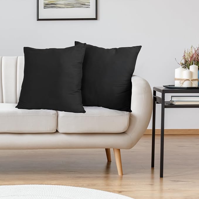 Utopia Bedding 24x24 Pillow Inserts, Set of 2, Black – Indoor Decorative Throw Pillows for Bed, Sofa & Couch – Soft, Supportive & Fluffy Cushion Inserts