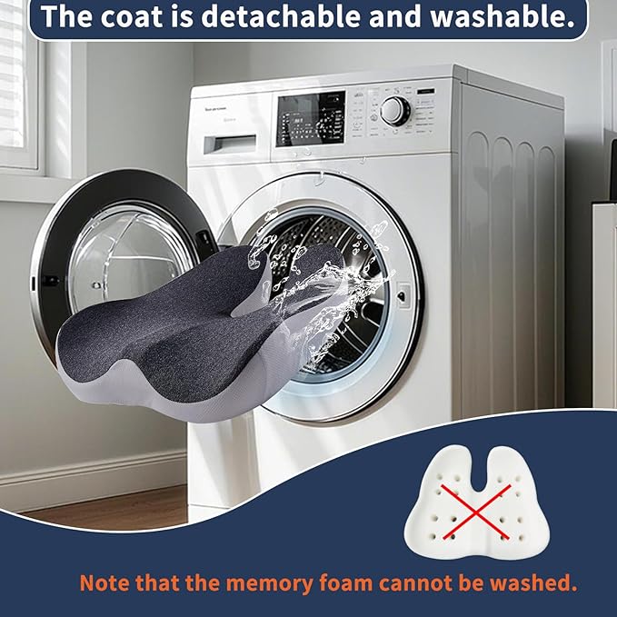 Pressure Relief Seat Cushion for Long Sitting Hours on Office/Home Chair, Car, Wheelchair - Extra-Dense Memory Foam for Hip, Tailbone, Coccyx, Sciatica-Black (Light Edge)