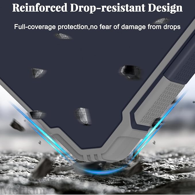 Meiikun Clipboard with Storage, Rugged Shockproof Protective, Internal Pen Pouch & Metal Clip, Heavy Duty Plastic Clip Boards 8.5x11, High Capacity Contractor Folder for School Office (Navy)