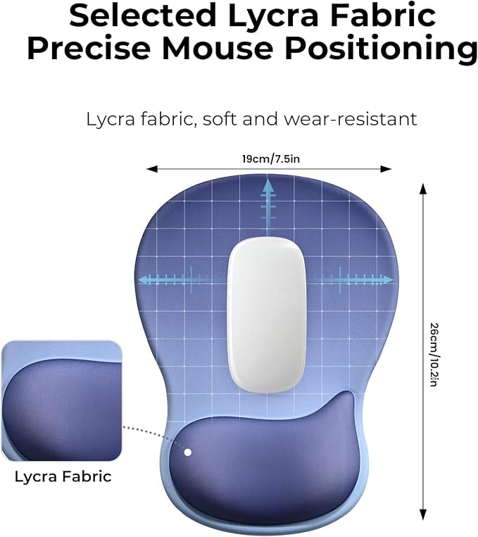 EooCoo Mouse Pad with Gel Wrist Rest, Ergonomic Mousepad Wrist Alignment | Middle Concave Design for Natural Wrist Alignment, Non-Slip Base Mousepad, Carpal Tunnel Relief, Office Desk Accessories