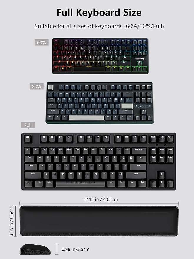 TopMade Keyboard Wrist Rest, Cooling Gel & Upgrade Soft Memory Foam Design Wrist Support for Keyboard, Full-Size Keyboard Hand Rest Pad, Ergonomic Palm Rest for Long Hours of Work, Gaming, Black