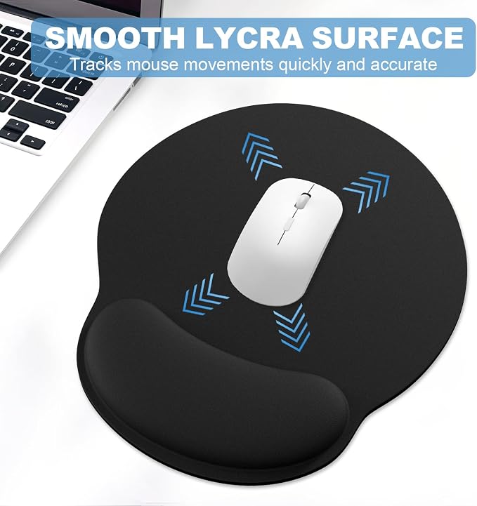 Ergonomic Mouse Pad with Wrist Rest and Keyboard Wrist Rest, Mousepad | Memory Foam Wrist Rest for Computer Keyboard, Pain Relief, Non-Slip Rubber Base, Black Mouse Pad Wrist Support for Gaming