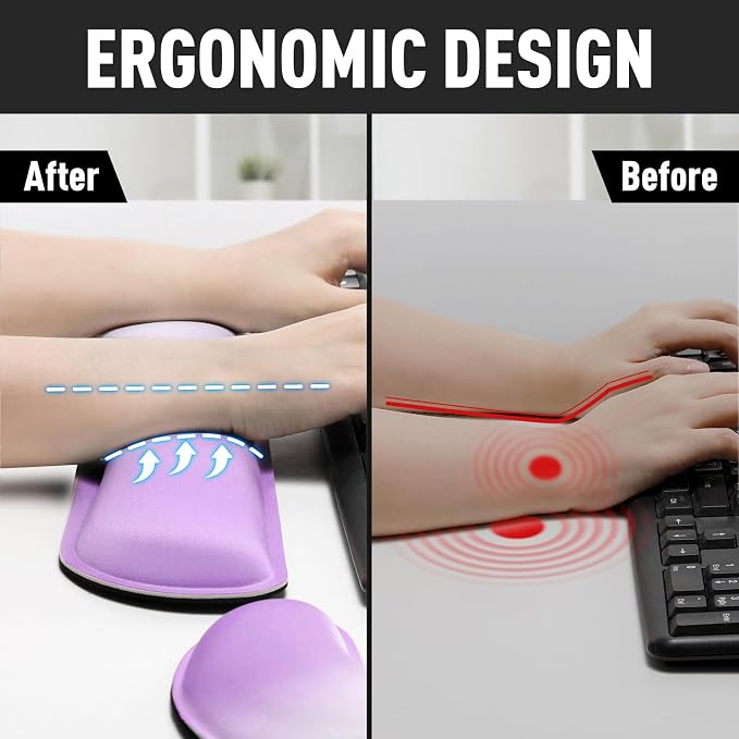 Gimars Upgrade Enlarge Silky Gel Memory Foam Keyboard Wrist Rest, Wrist Rest for Computer Keyboard, Ergonomic Mouse pad Rests for Typing Pain Relief, Wrist Support for Office, Gaming, Purple Gradient