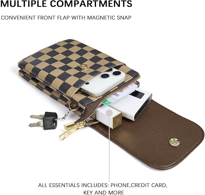 BOSTANTEN Small Crossbody Bag for Women Designer Cell Phone Purse | Vegan Leather, Multiple Pockets, Card Slots, Compact Size for Phone, Cards and Keys, Daily Travel Shopping Use