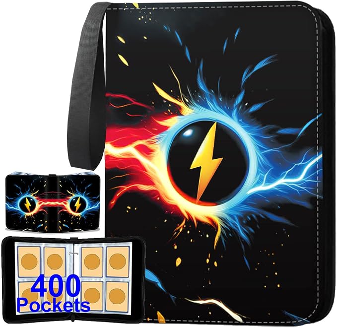 Trading Card Binder 4-Pocket, 400 Pockets Collectible Trading Card Album with 50 Removable Double-Sided Pages for MTG, TCG Game Cards and Sports Cards Storage - Black