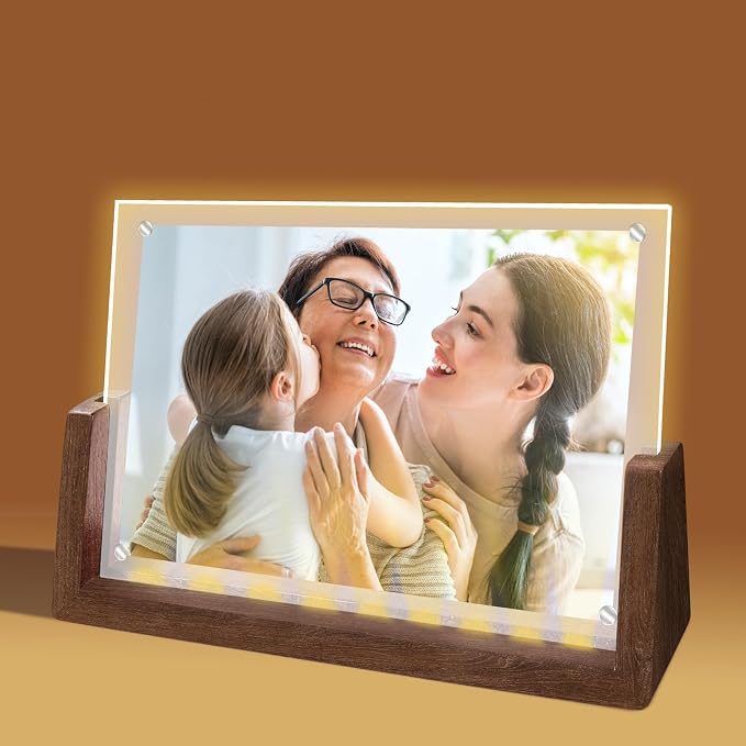 Light Up Picture Frame 5x7 with Led Clor-Changing- Cute Photo Frame Gifts for Couple, Girl Friend or Family, Clear Acrylic Frames Fits Photos of 4 x 6 or 5 x 7 In (Horizontal) , Lovely Lamp Decor