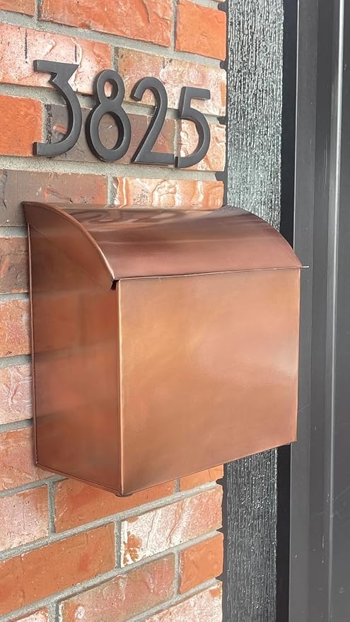 NACH Baxter Extra Large Capacity Mailbox - Extra Large Mailboxes for Outside Wall Mount, Rust Resistant Galvanized Metal Mailbox - Antique Copper Mailboxes for Outside, 12.4”x7.1”x11.8”, MB-7000ACP