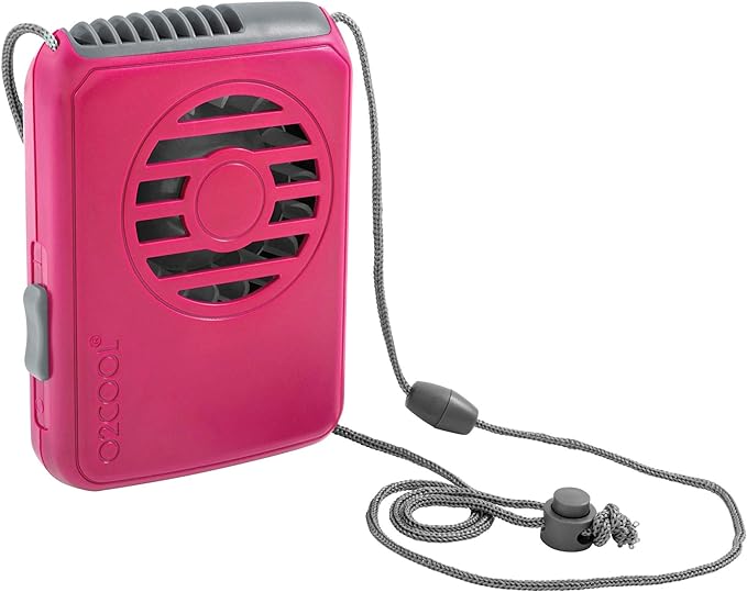 O2COOL Deluxe Necklace Fan Adjustable Lanyard Wearable Fan Pink | Yes